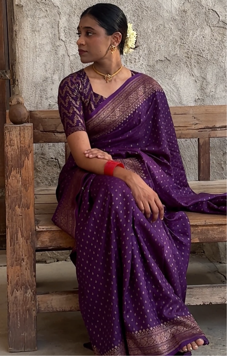 PURPLE PURE CREPE BANARASI SILK