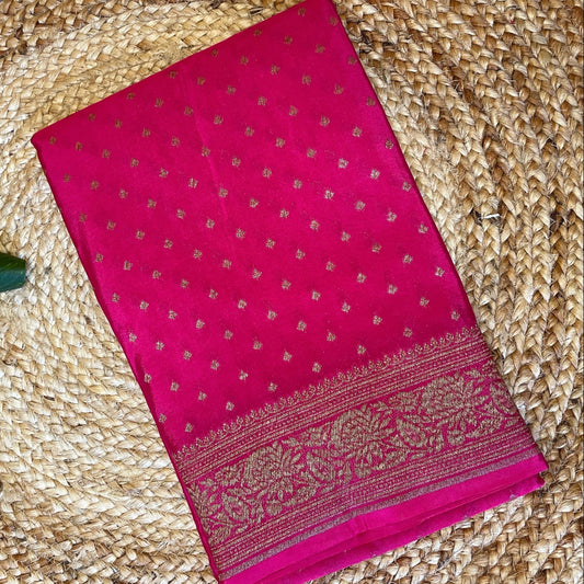 Pink banarasi silk saree, Rani pink Banarasi silk saree