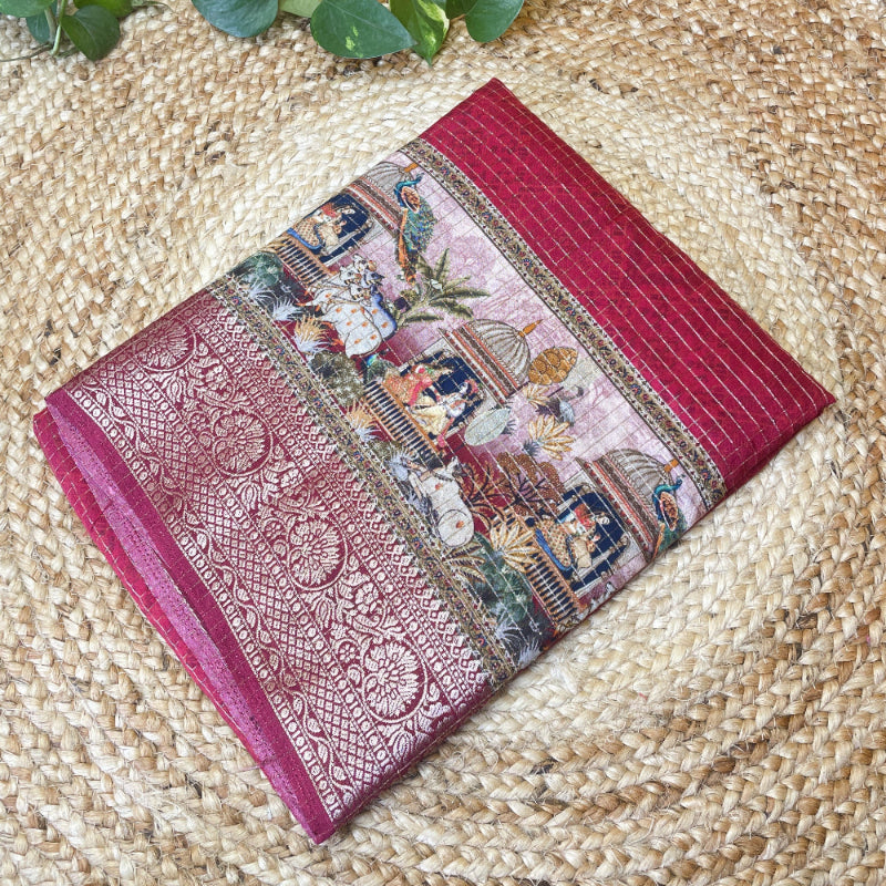 red silk saree, dola silk saree, pink banarasi silk saree