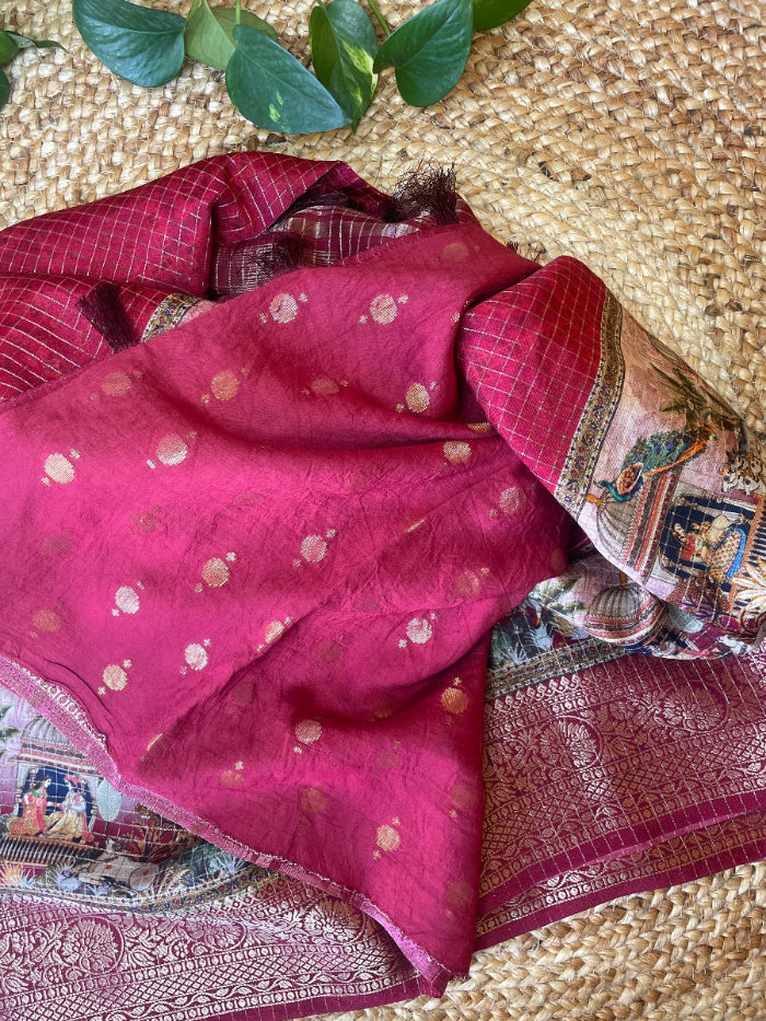 red silk saree, banarasi silk saree -30% off