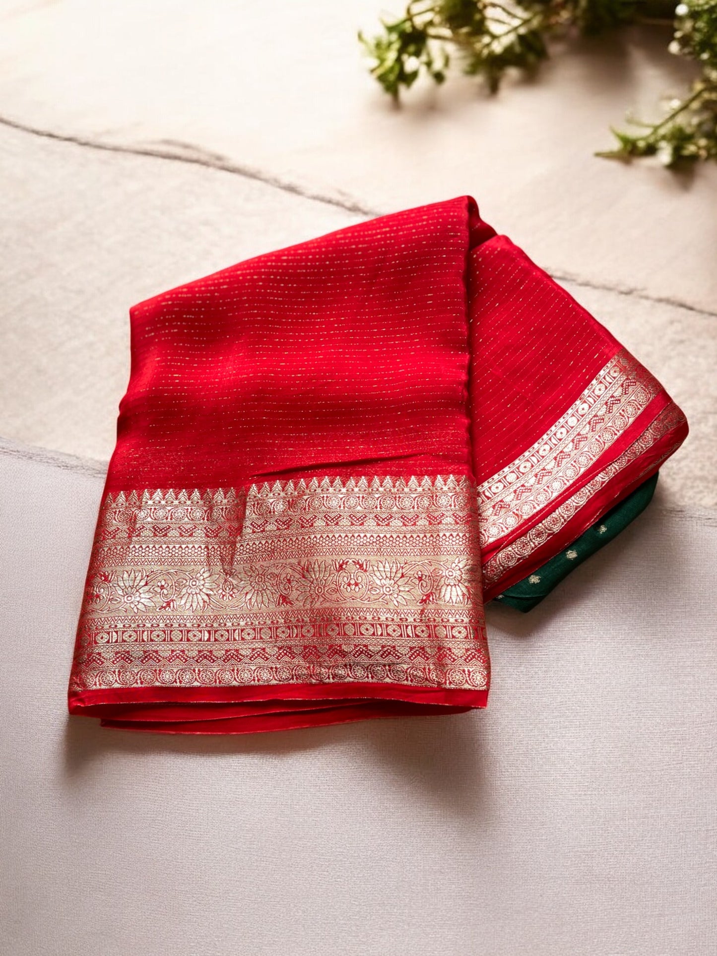 RED PREMIUM SEMI CREPE SILK SAREE
