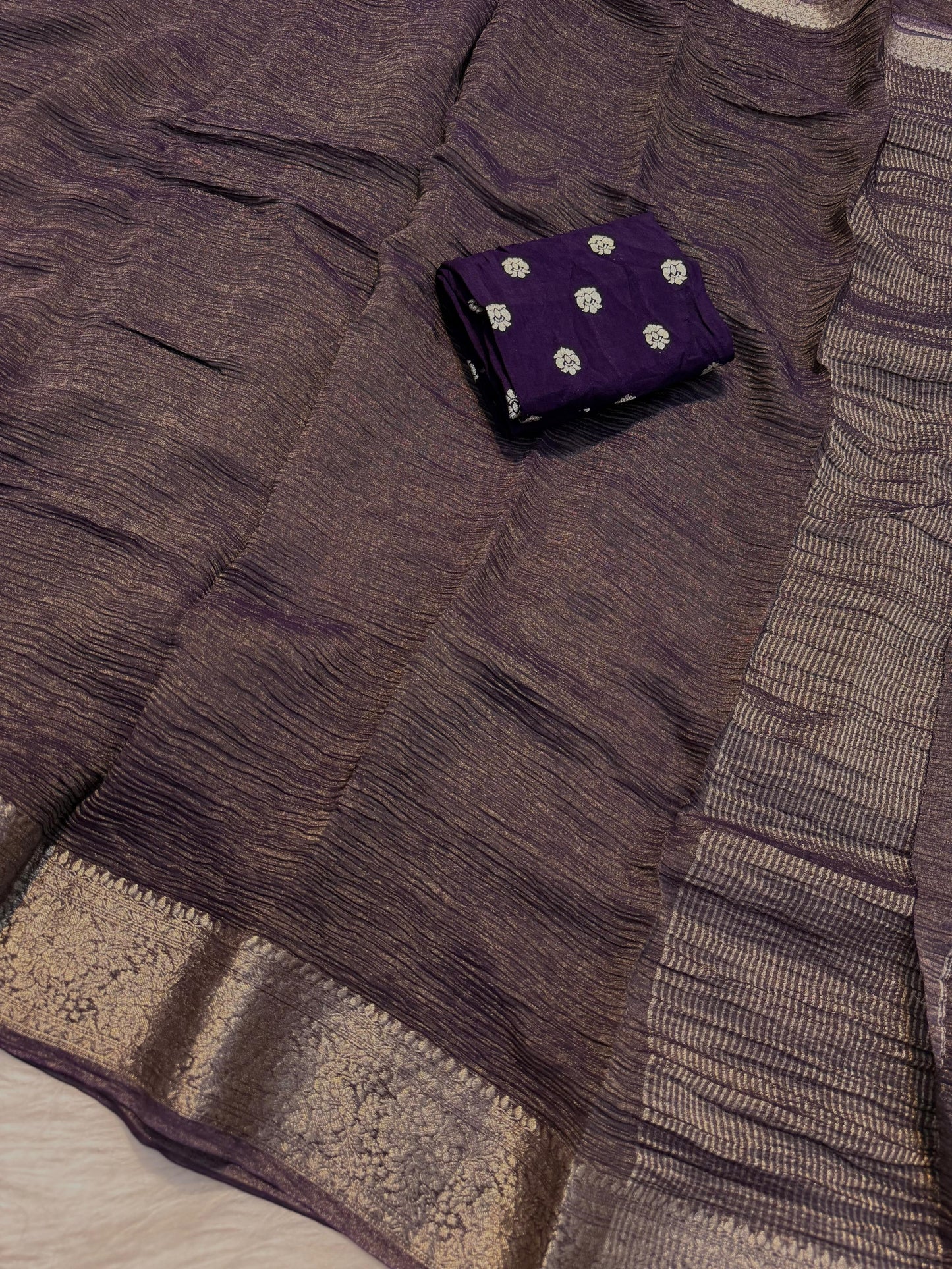 PURPLE PURE CRUSH TISSUE SILK SAREE
