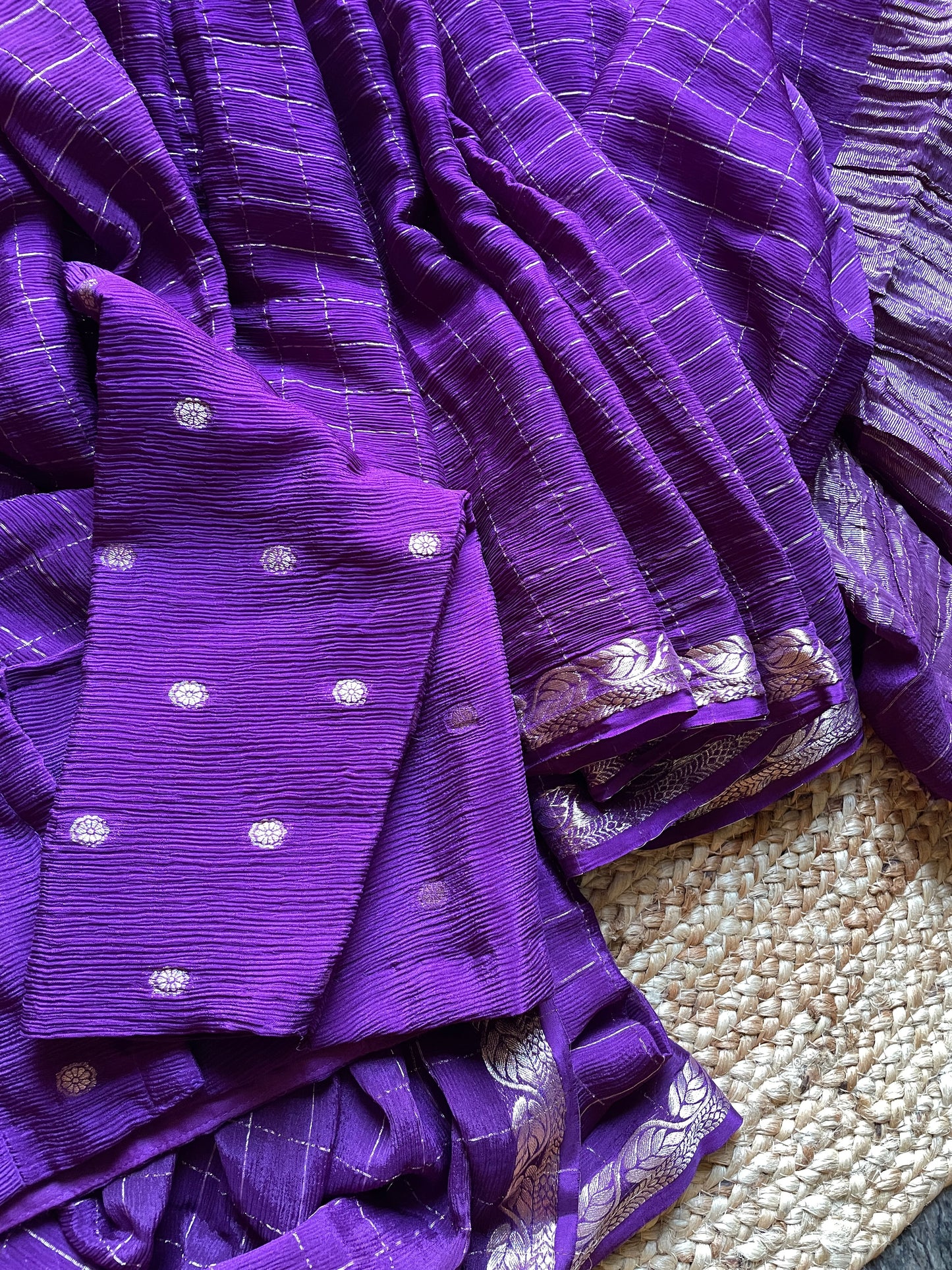 PURPLE PURE CREPE CHIFFON SAREE