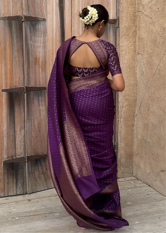 PURPLE PURE CREPE BANARASI SILK