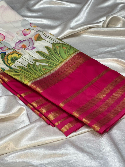 pink semi mysore silk saree