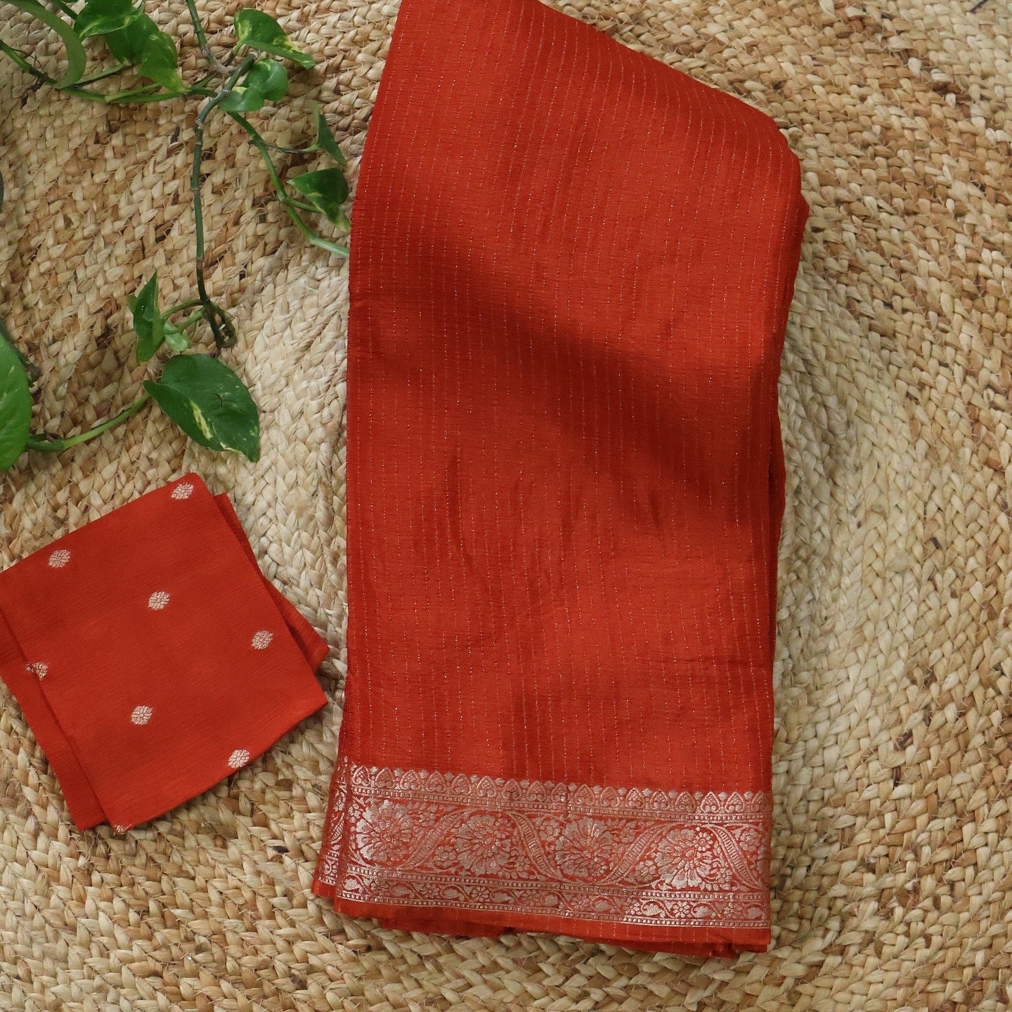 Rusty Orange Pure Chinnon Crepe Saree