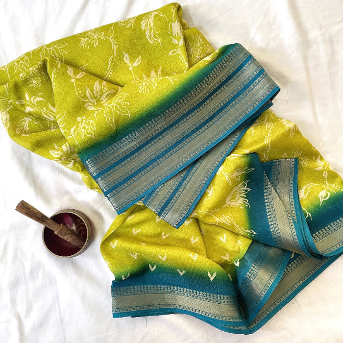 Green marshmallow saree, casual wear saree, 
