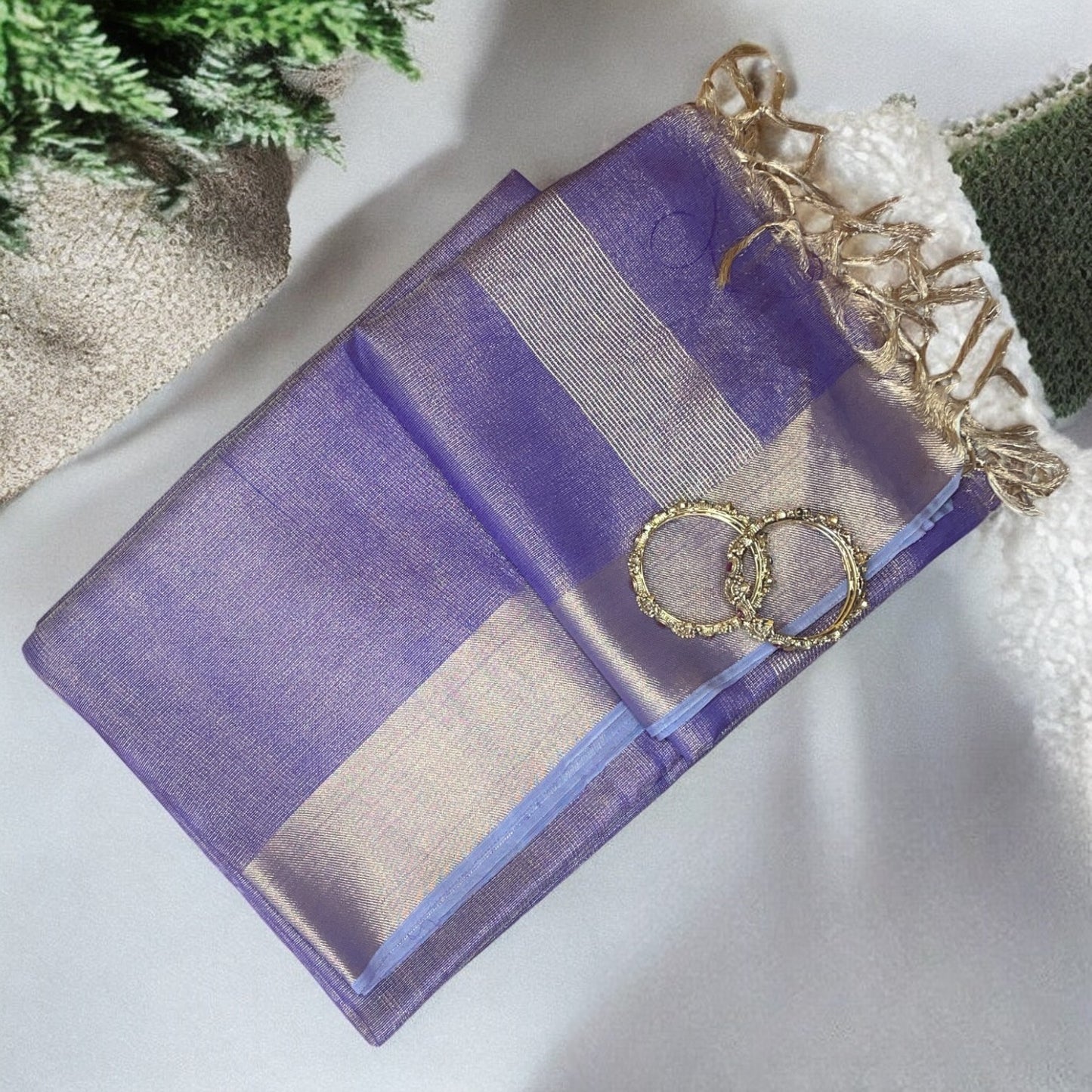 PURPLE PURE TISSUE SILK SAREE