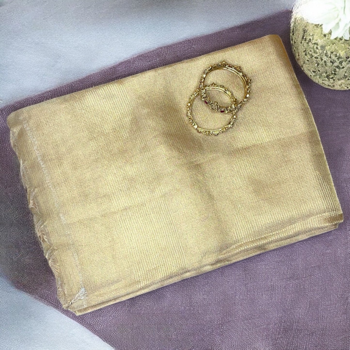 Gold Tissue silk Saree, Tissue silk saree, Pure tissue saree, Crush tissue silk