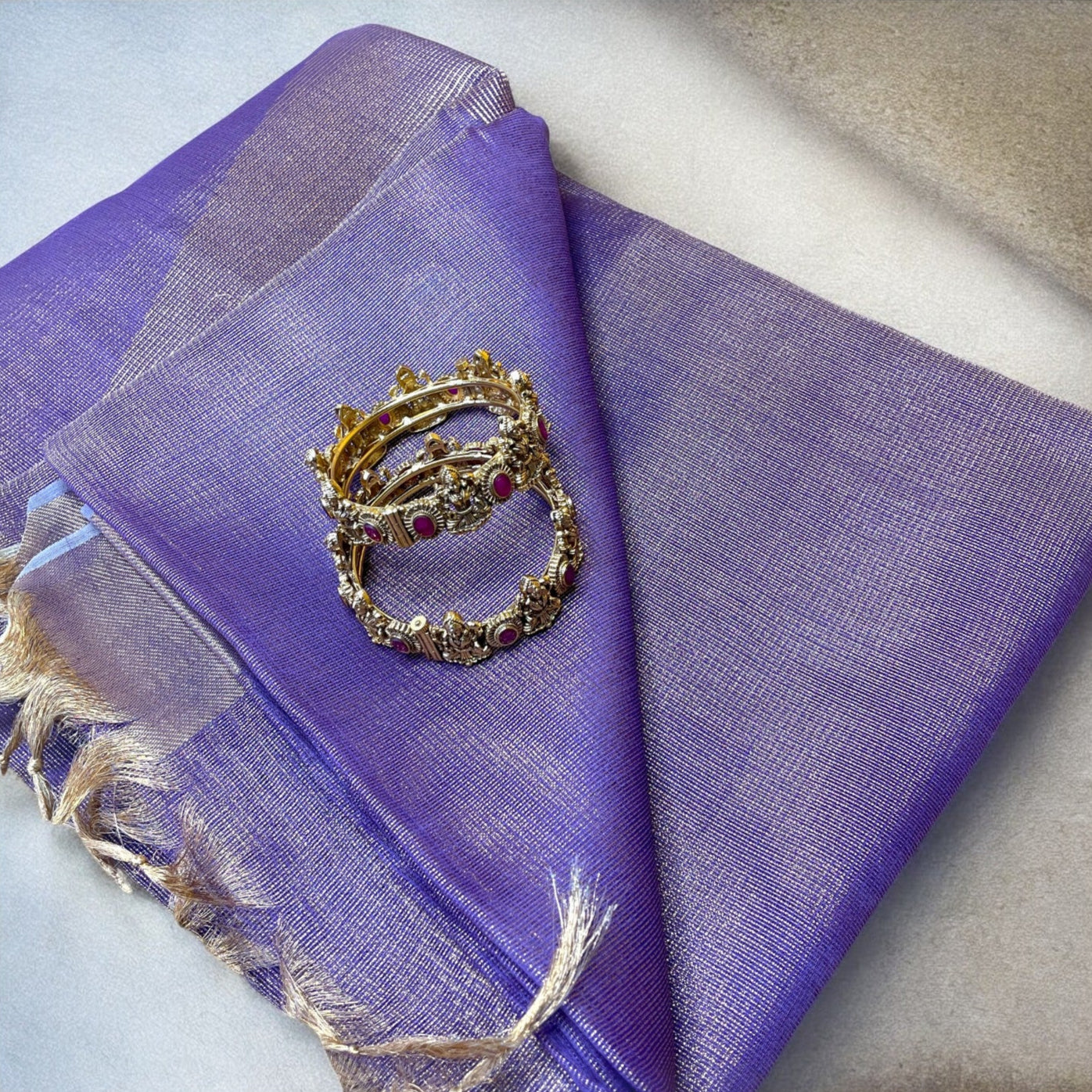 PURPLE PURE TISSUE SILK SAREE