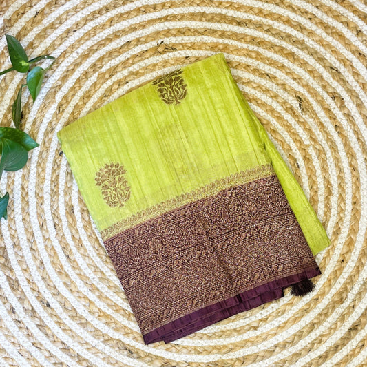 Gicha Silk, Tussar Silk, Munga silk saree, Green Banarasi silk saree