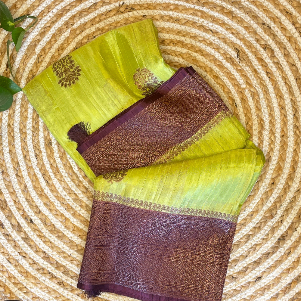 Gicha Silk, Tussar Silk, Munga silk saree, Green Banarasi silk saree