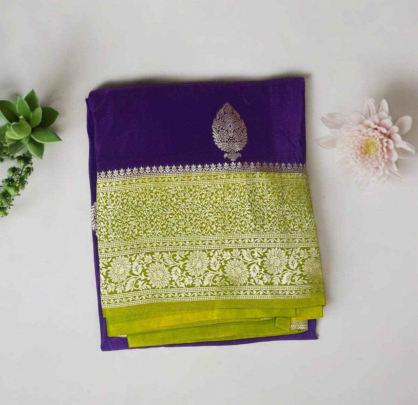 Purple banarasi silk saree, Pink banarasi silk