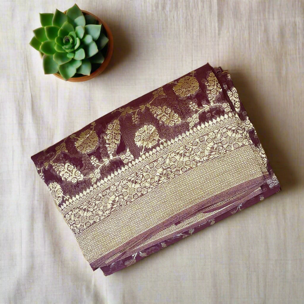 Jaal Banarasi silk saree, Brown silk saree, Pink Benarasi silk saree