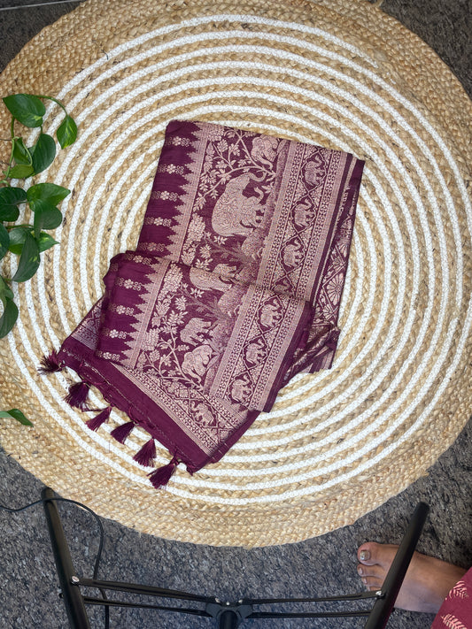 MAROON SEMI KATAN SILK SAREE