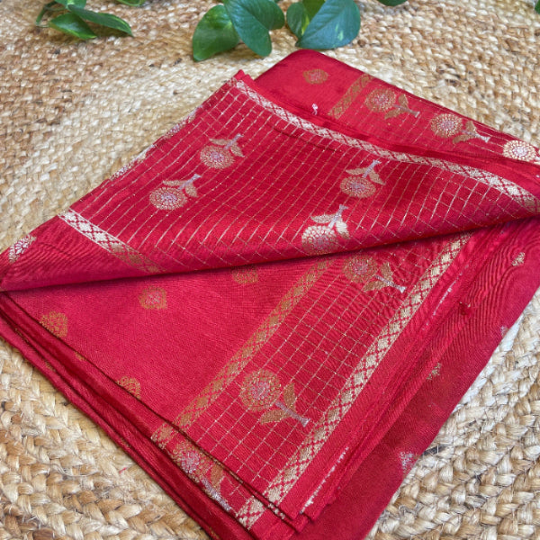 RED MOONGA SILK SARI MOONGA SILK SAREE, PINK MUNGA SILK SAREE