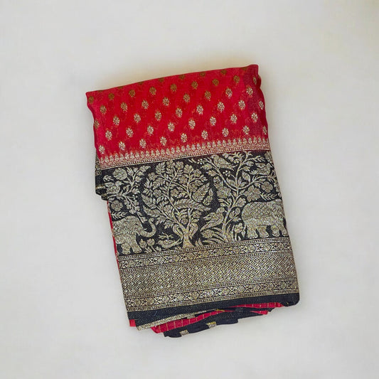 Red banarasi silk saree, shop now and get extra 10% off