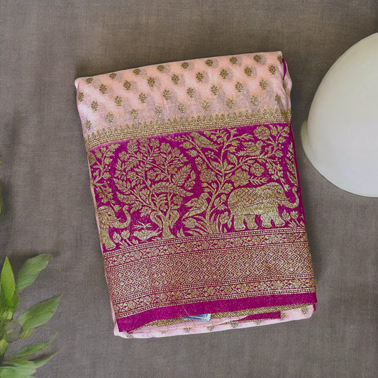 Pink banarasi silk saree, shop now and get extra 10% off