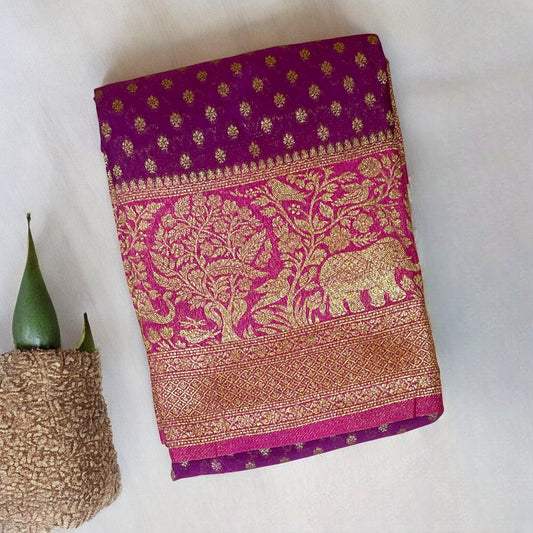 Marooon banarasi silk saree, shop now and get extra 10% off