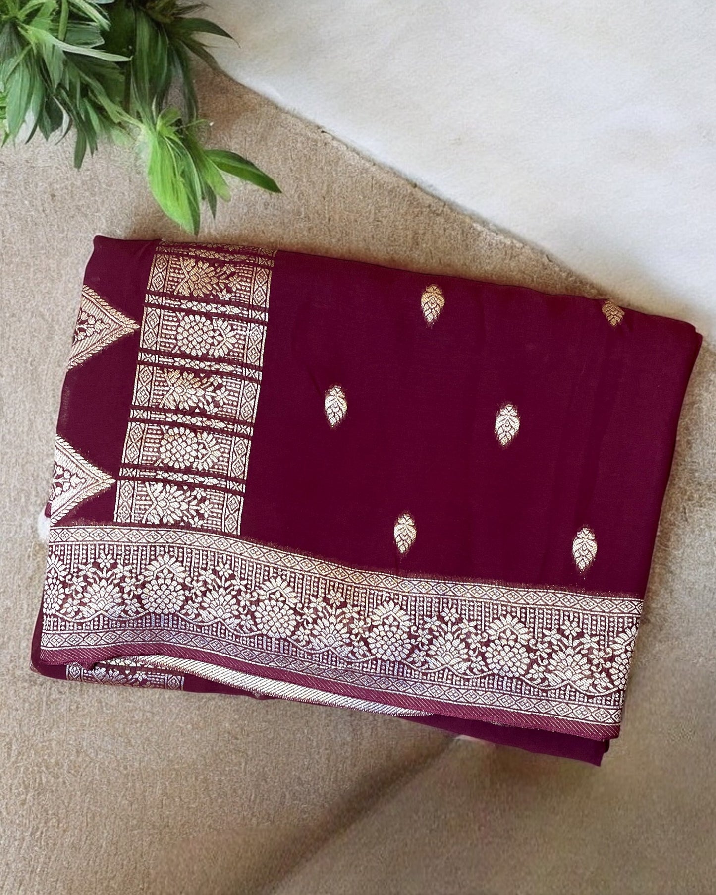 Maroon Khaddi Banarasi saree, Khaddi georgette silk saree, Khaddi banarasi georgette kadwa weaving saree