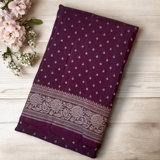 Brown banarasi khaddi georgette saree, Banarasi silk saree, Pink banarasi crepe silk saree