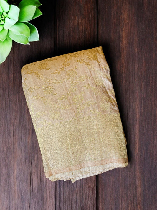 Gold Chiffon silk saree, Gold jaal banarasi silk saree