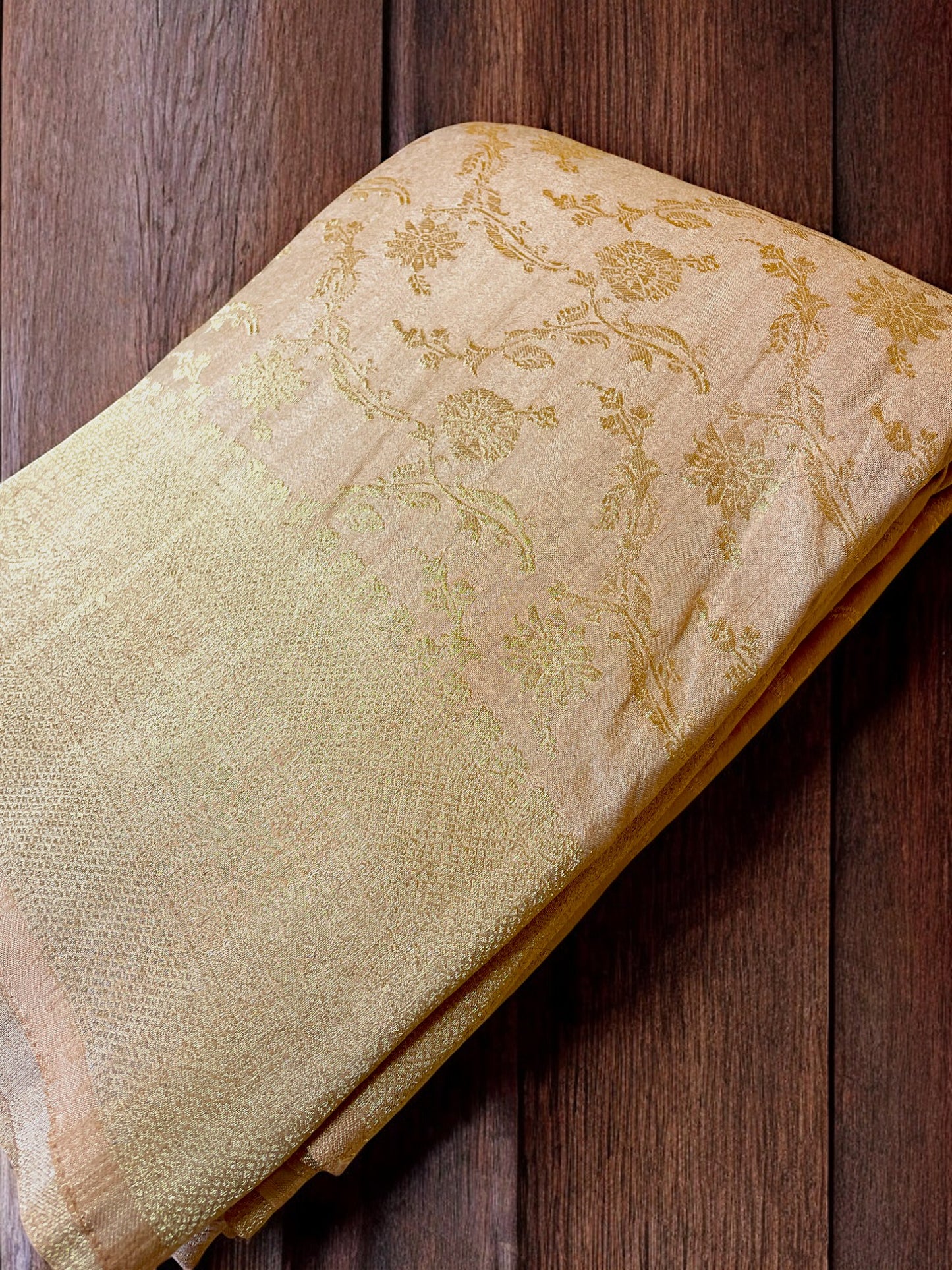 GOLDEN CREPE CHIFFON BANARASI SAREE