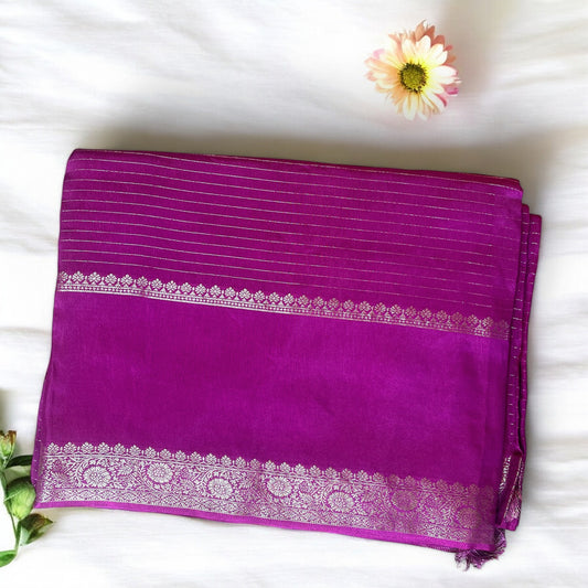 MAGENTA PINK MOONGA SILK SAREE