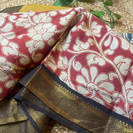 MUSTURD YELLOW CHENNURI KALAMKARI SILK SAREE