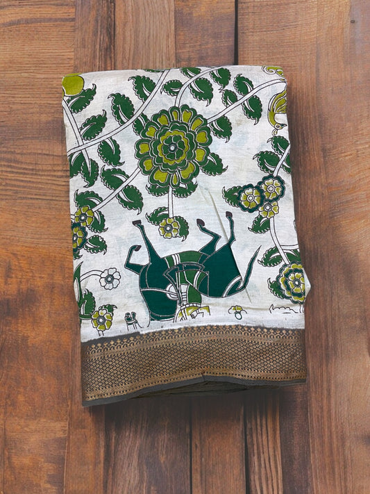 GREEN KALAMKARI CHENNURI SILK SAREE, CHENURI SILK SAREE