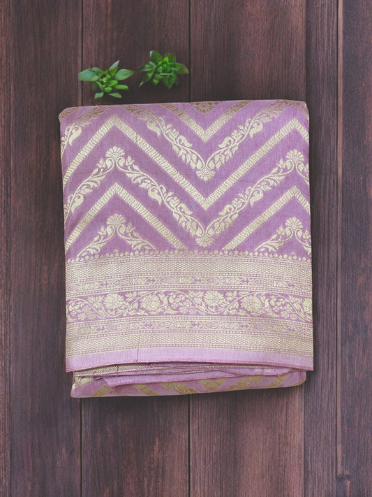 PINK ZIG-ZAG TUSSAR BANARASI SAREE