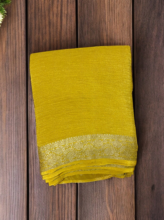 Yellow silk saree, Yellow banarasi silk saree, Yellow Haldi saree