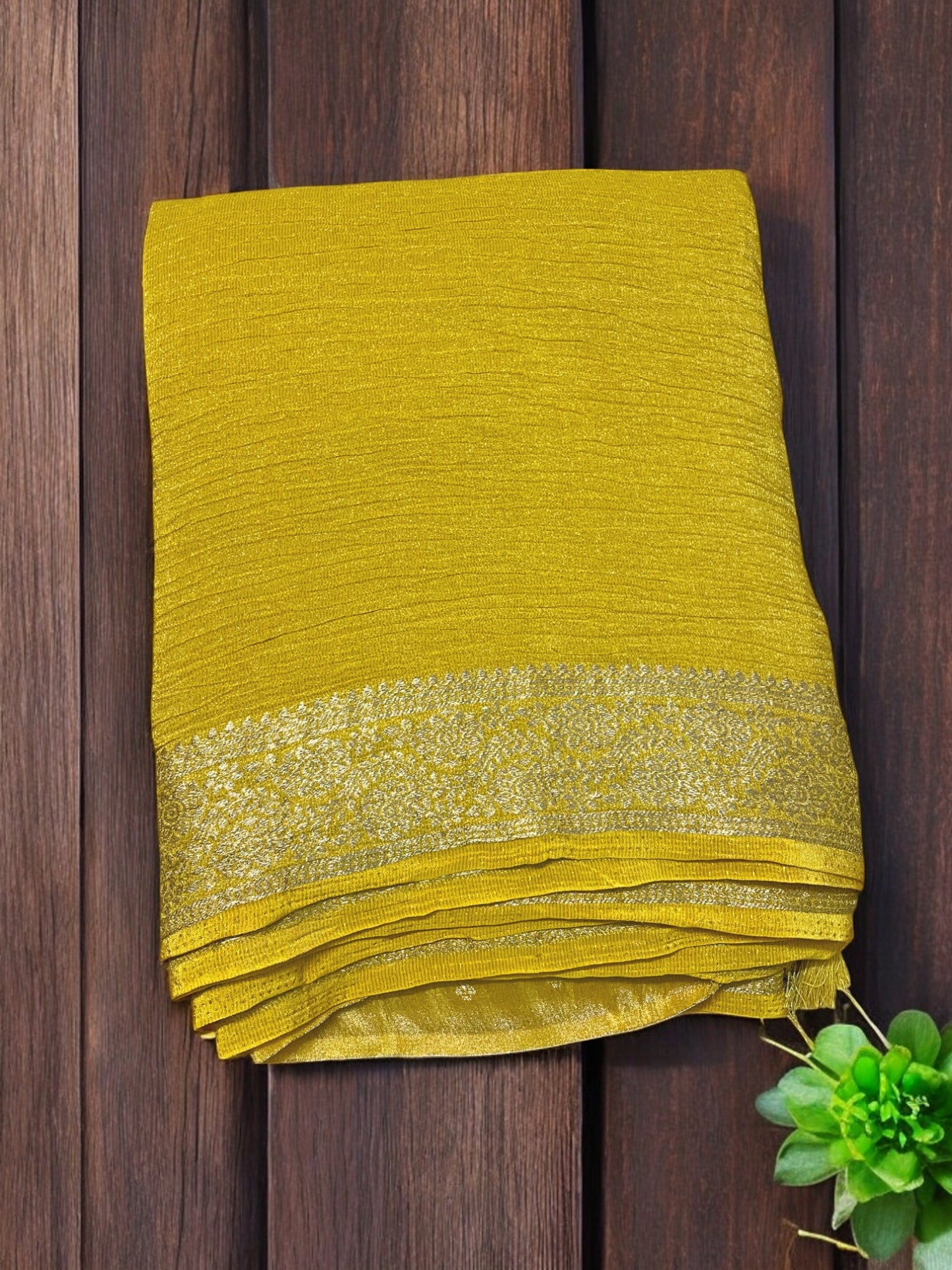 Yellow silk saree, Yellow banarasi silk saree, Yellow Haldi saree