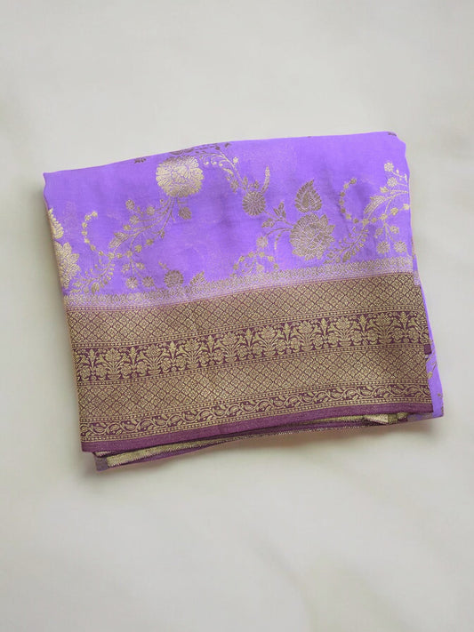 lavender georgette silk saree