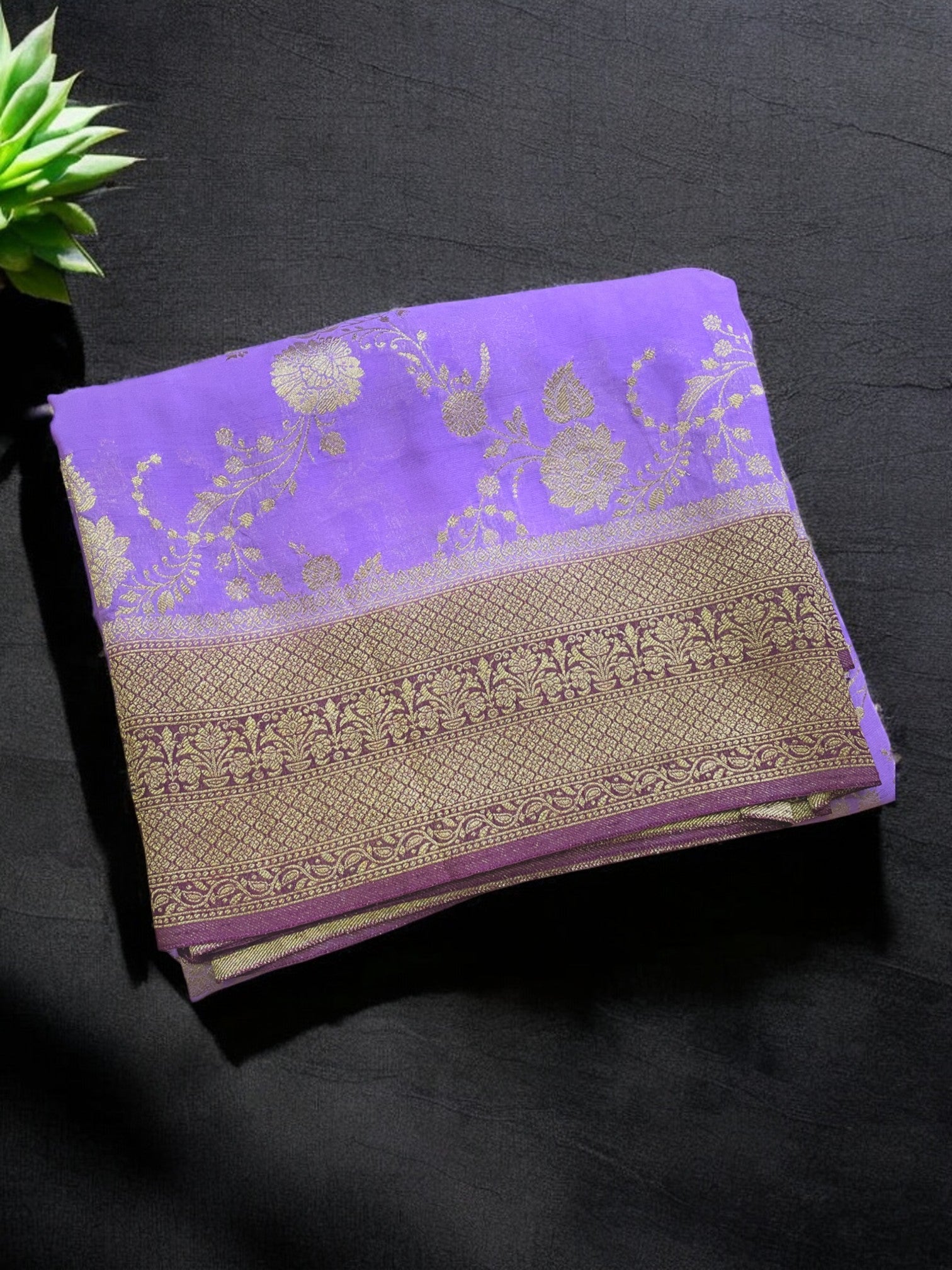 lavender georgette silk saree