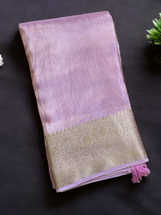 Pastel tissue silk saree, Pastel Pink silk saree, Half white wedding saree