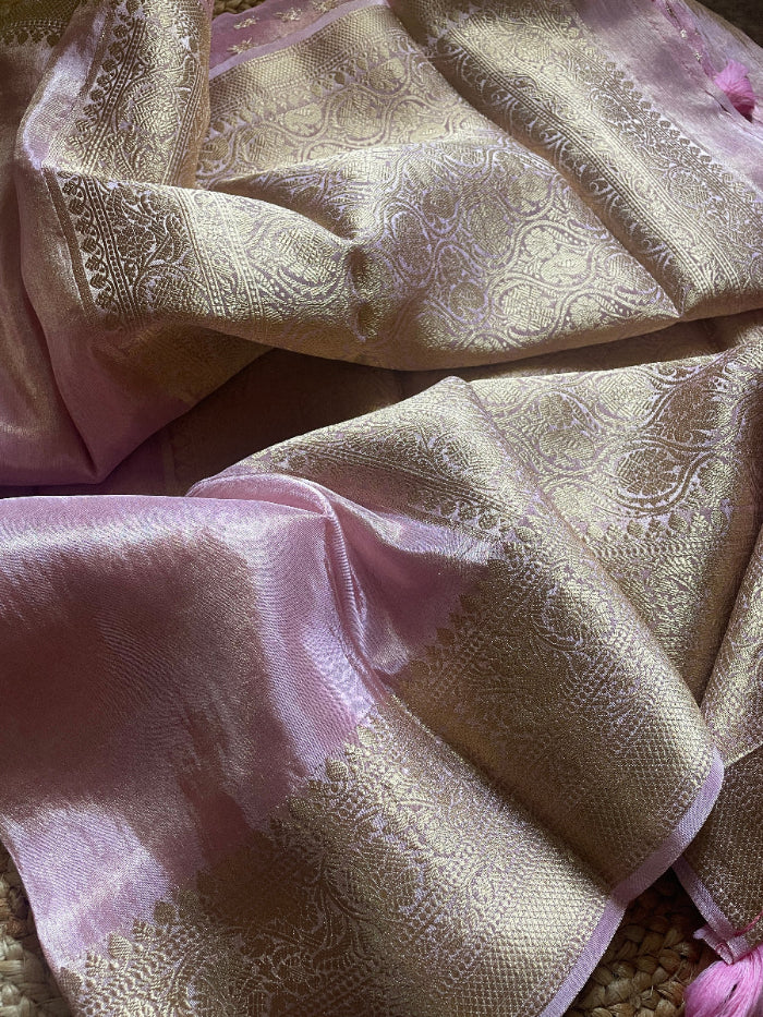 METALLIC PINK TISSUE SILK SAREE