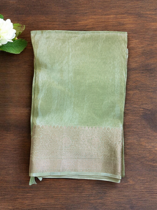 pastel green tissue silk saree