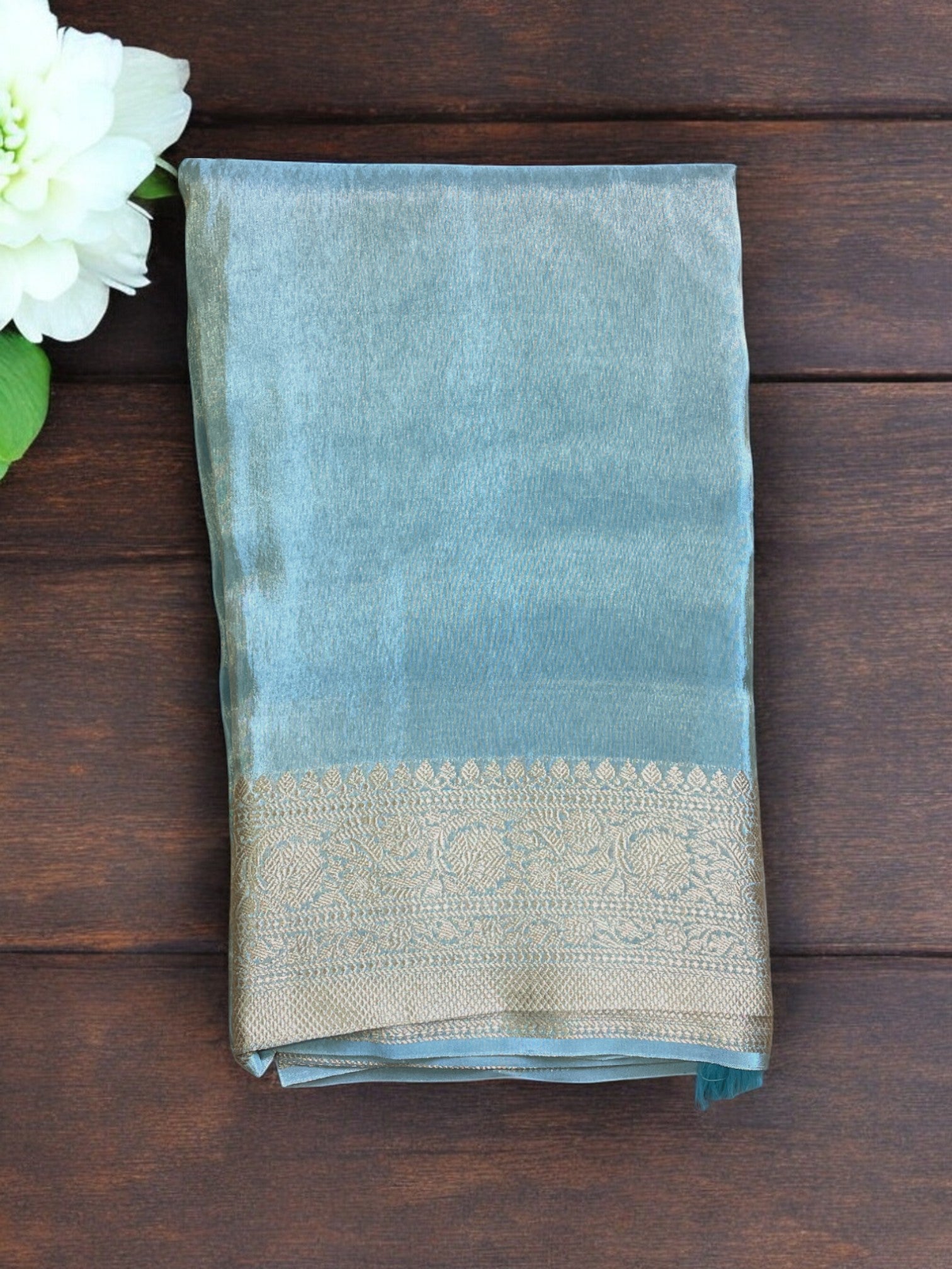 METALLIC BLUE TISSUE SILK SAREE