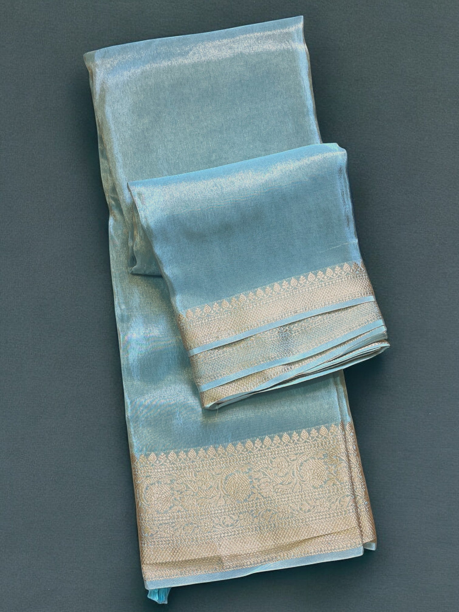 METALLIC BLUE TISSUE SILK SAREE