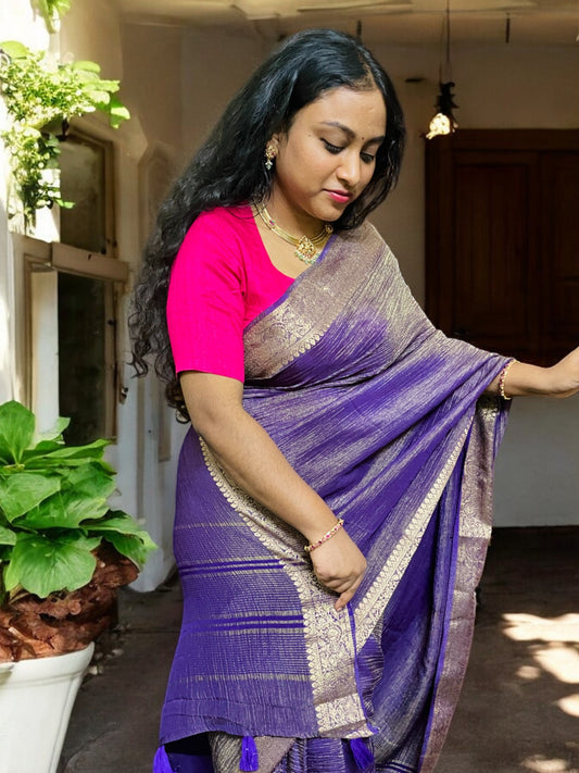 purple soft silk saree