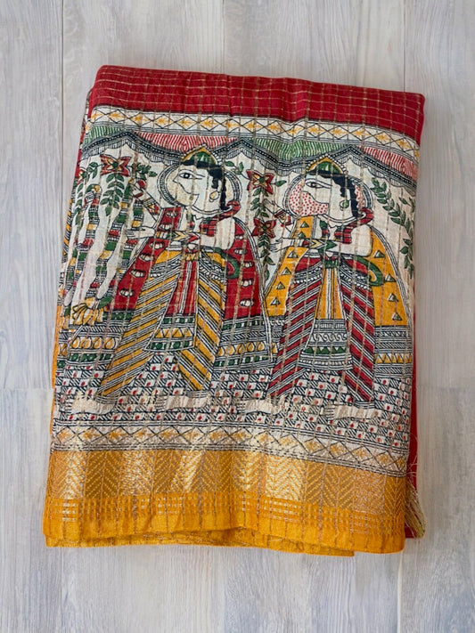 Mangalagiri silk with kalamkari prints,
mangalagiri
