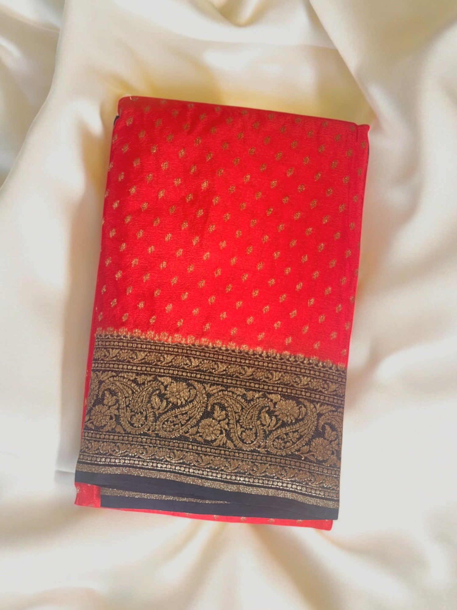 chiffonsaree, Red Banarasi saree
