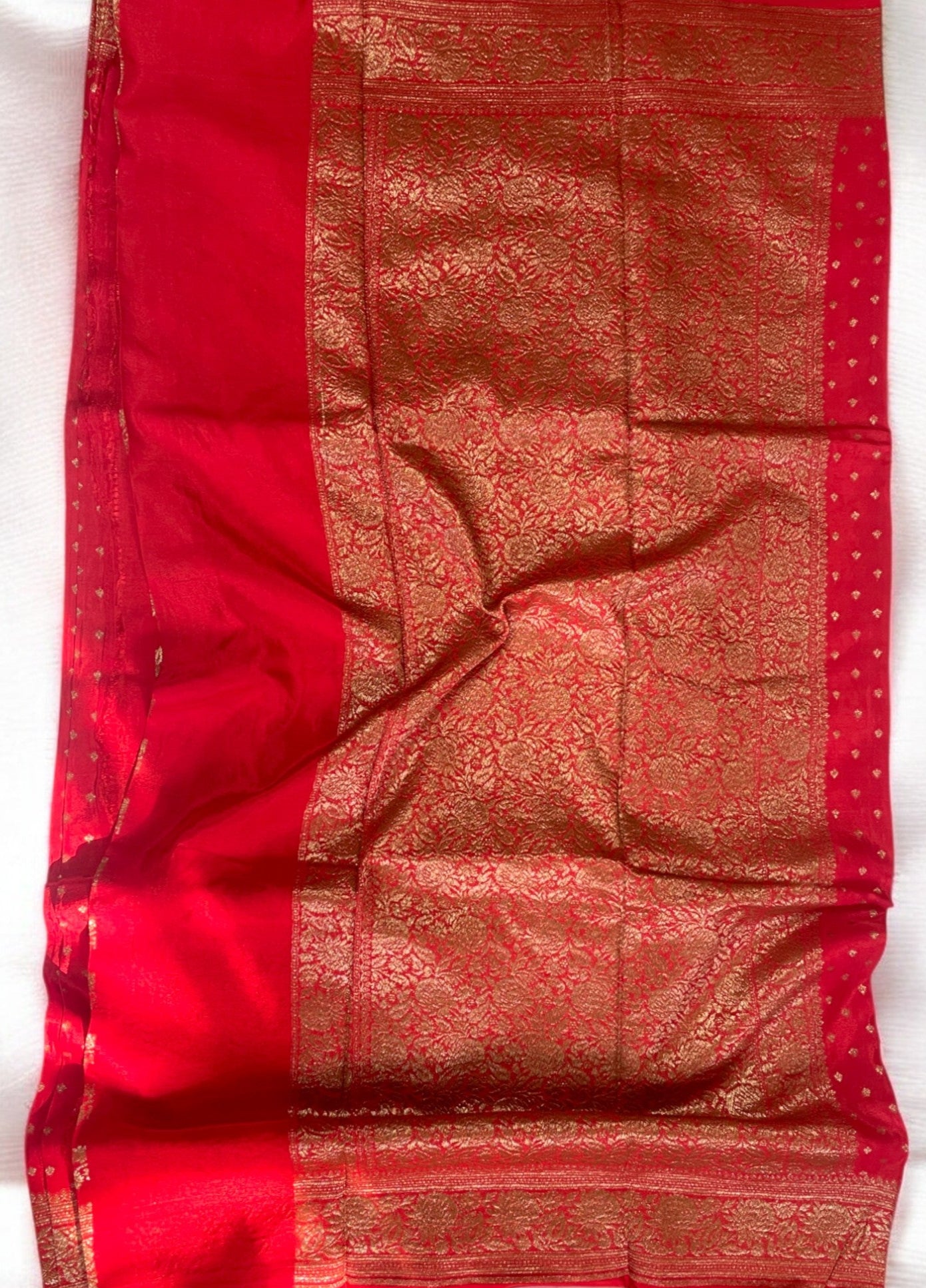 Red banarasi silk saree, Pure crepe silk