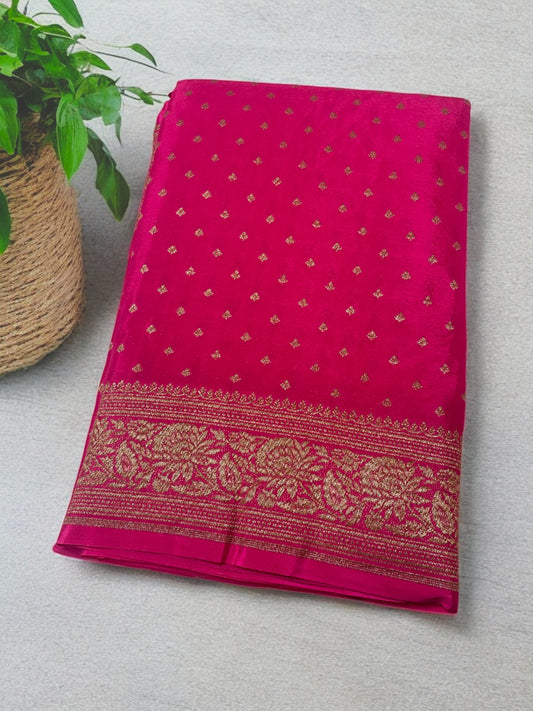 Pure pink banarasi silk saree,
chiffonsaree
