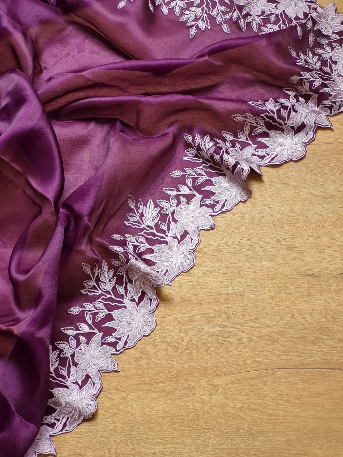 PLUM PURE FLORAL ORGANZA SAREE