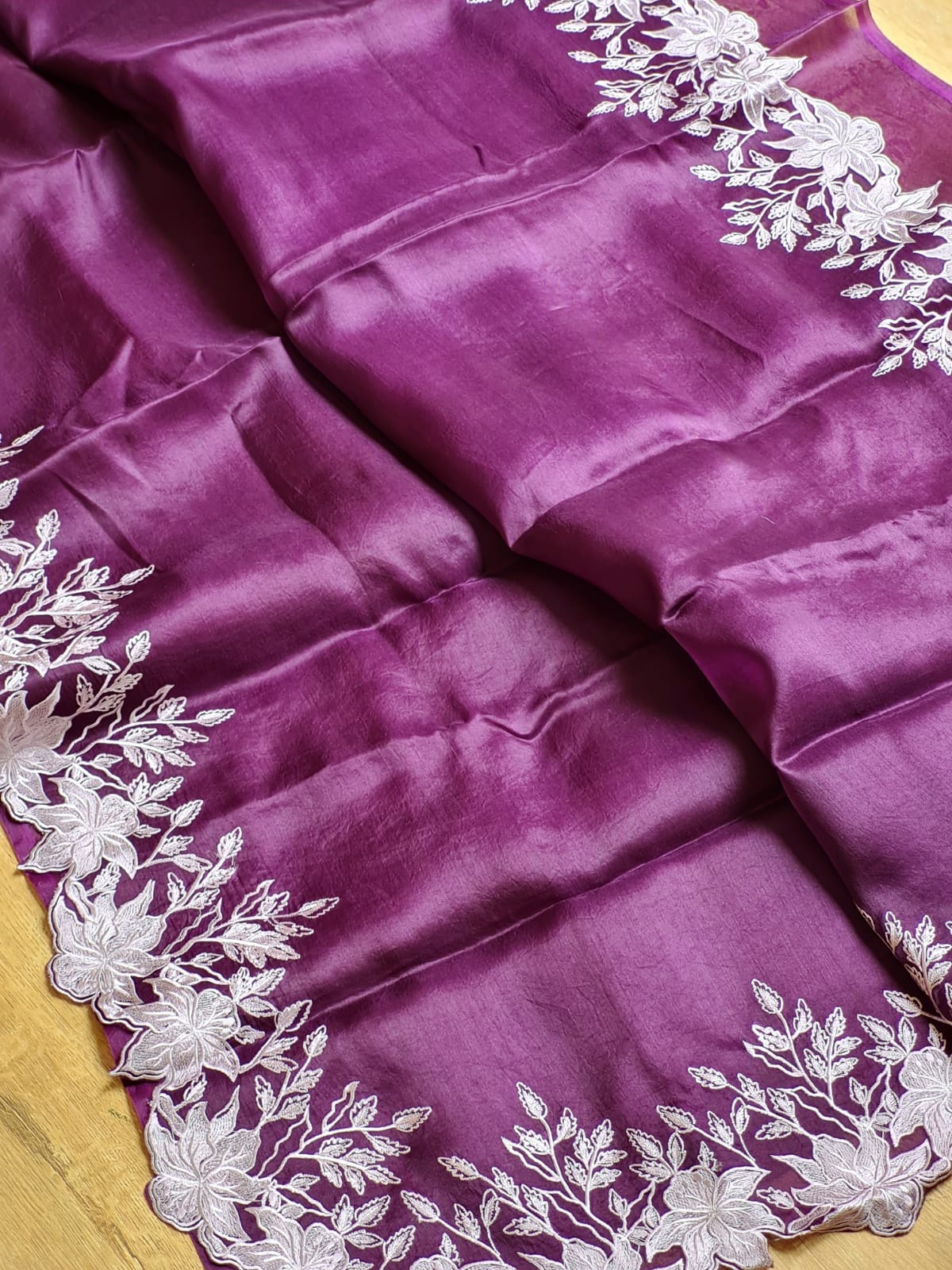 PLUM PURE FLORAL ORGANZA SAREE