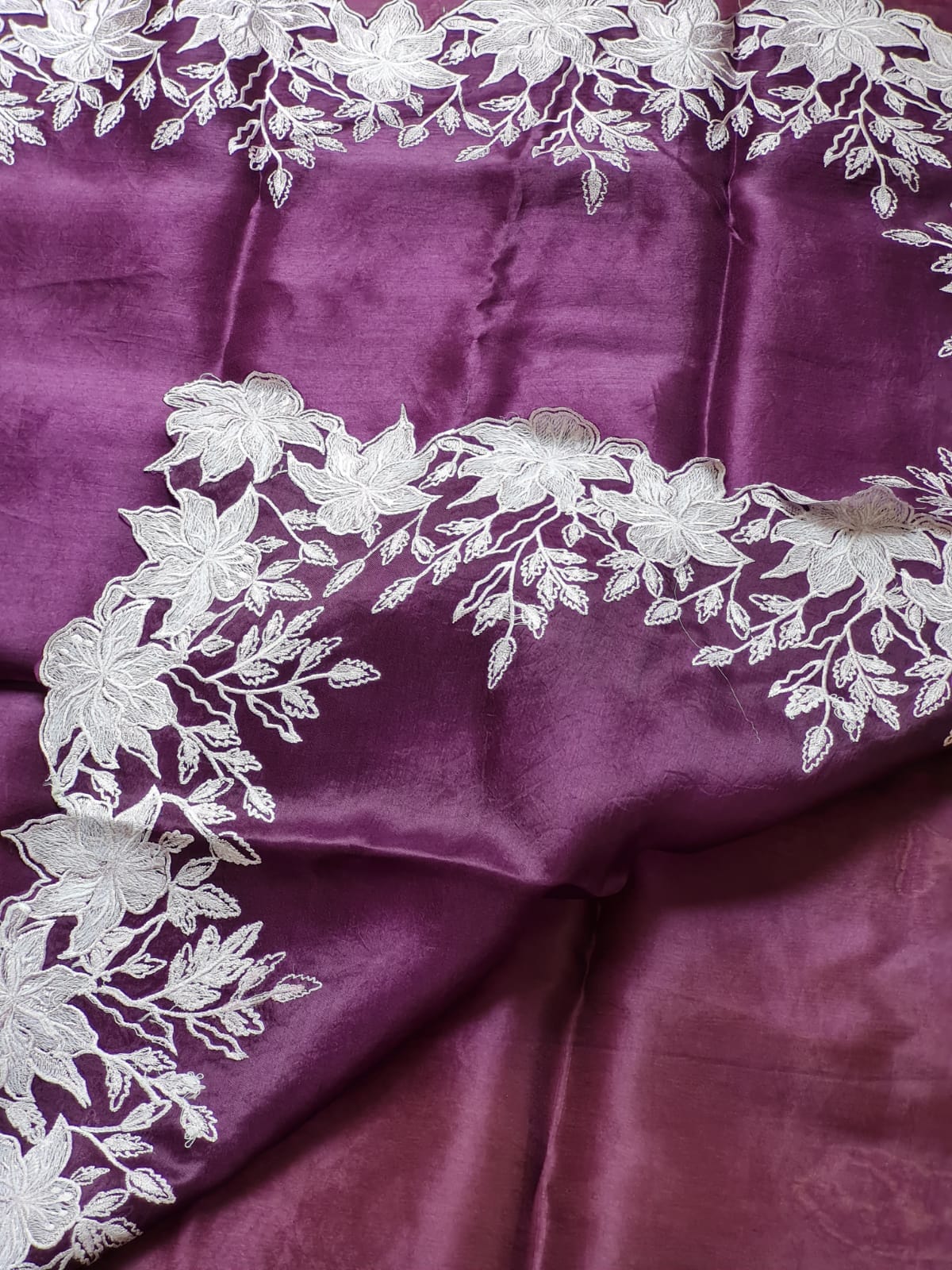 PLUM PURE FLORAL ORGANZA SAREE
