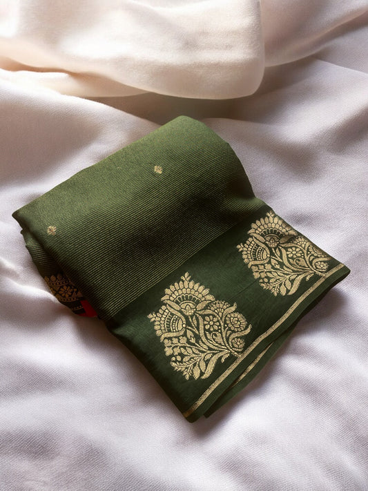 MEHANDI GREEN TEMPLE DOLA SILK SAREE