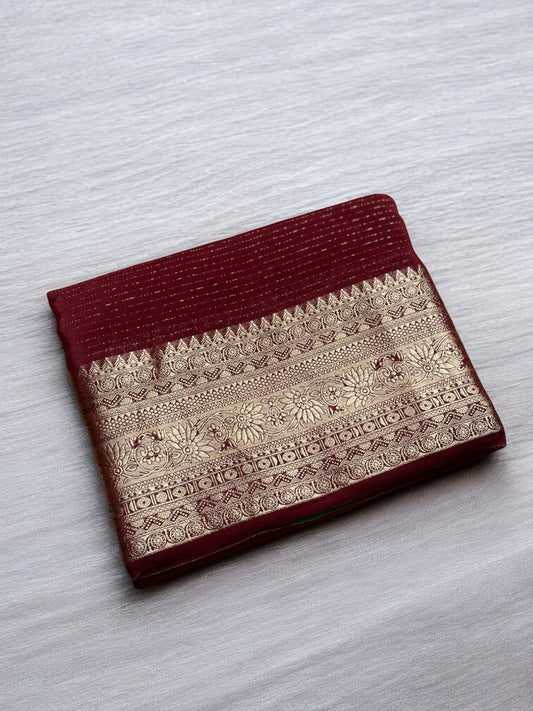 BROWN PREMIUM SEMI CREPE SILK SAREE
